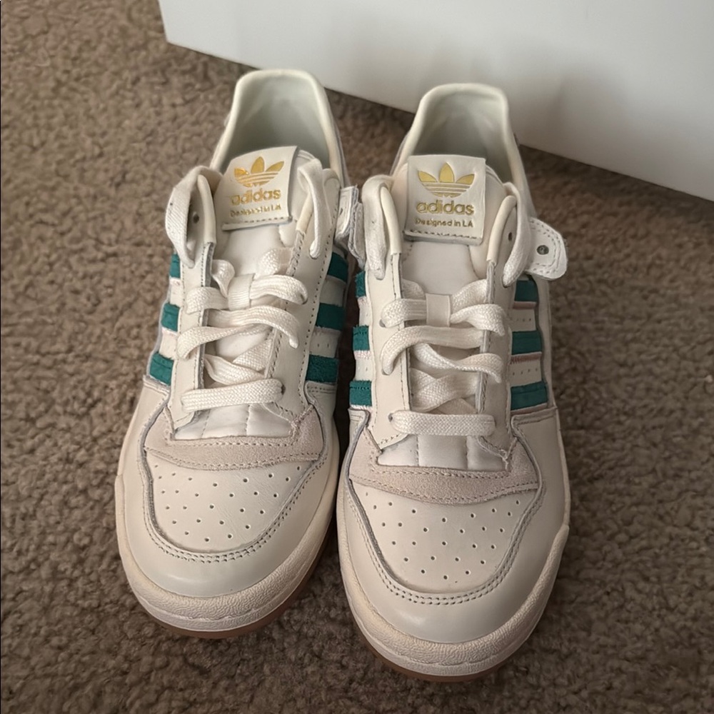 Adidas Cream and Teal Sneakers